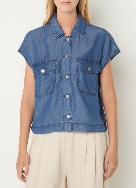 Benetton Blouse van denim met borstzakken