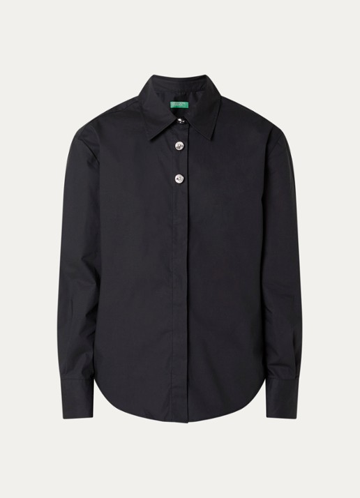 Benetton Blouse van katoen - voorkant zwart