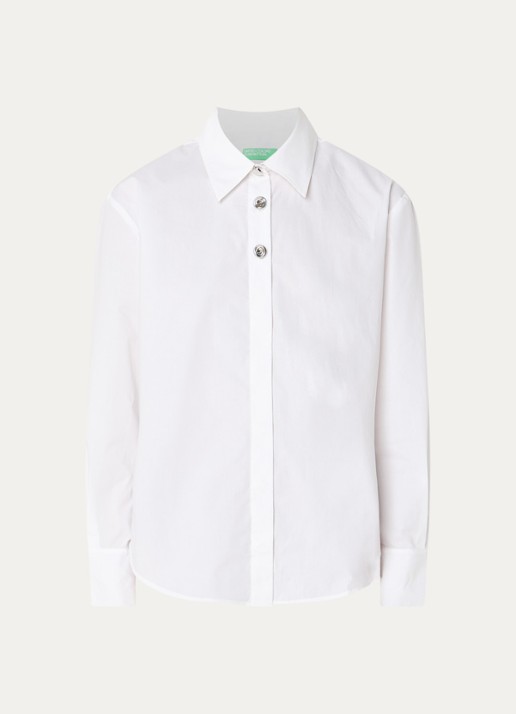 Benetton Blouse van katoen - voorkant wit