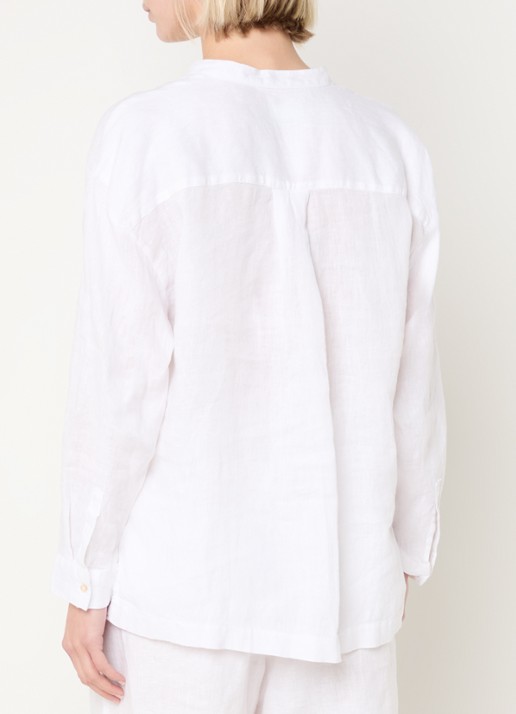 Benetton Blouse van linnen met borstzak - achterkant wit
