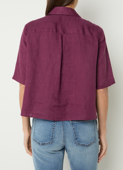 Benetton Blouse van linnen  - achterkant 4 aubergine
