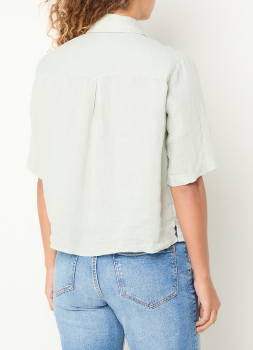 Benetton Blouse van linnen  - achterkant lichtgroen