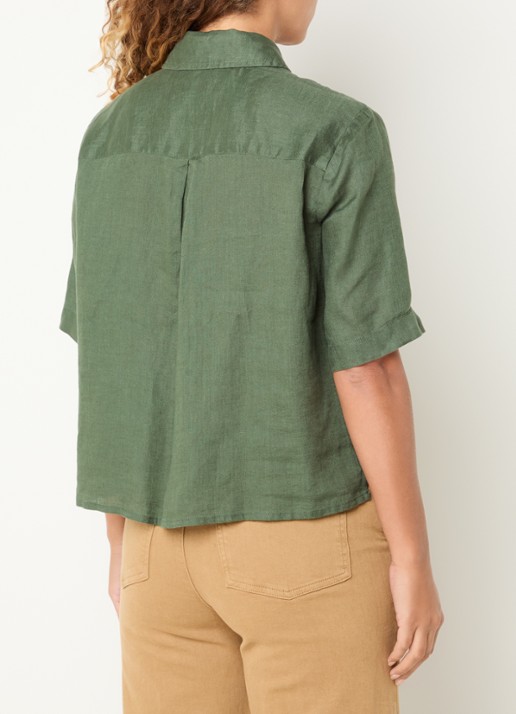 Benetton Blouse van linnen  - achterkant 2 groen
