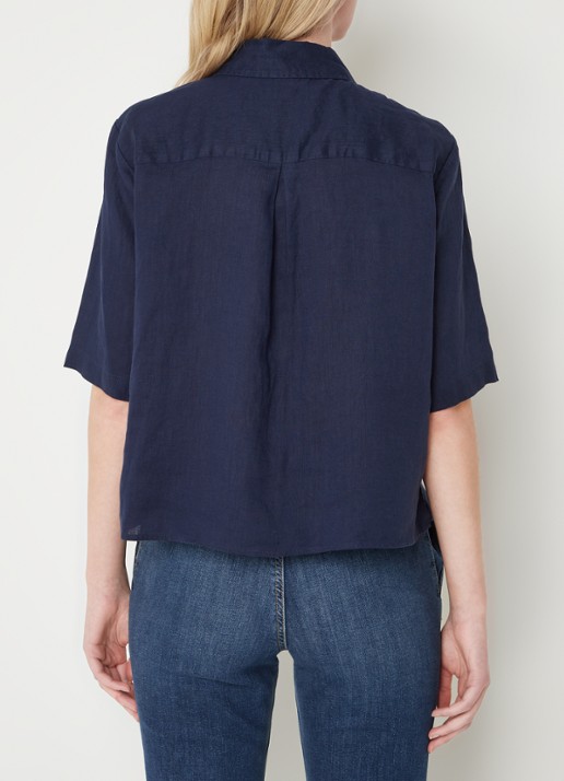 Benetton Blouse van linnen  - achterkant 4 blauw