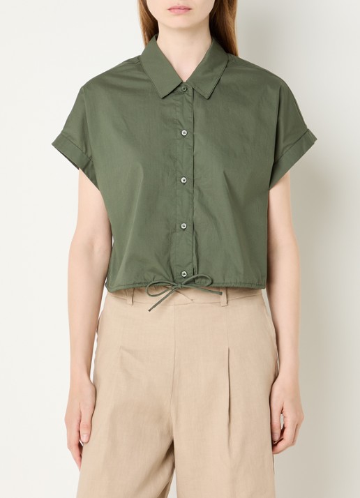 Benetton Cropped blouse met strikdetail