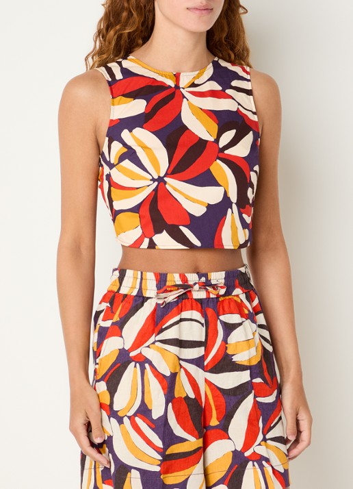 Benetton Cropped mouwloze top met print en gestrikt detail - achterkant 2 oranje