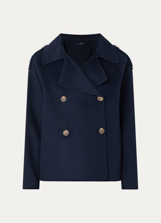 Benetton Double-breasted mantel met kraag - voorkant donkerblauw