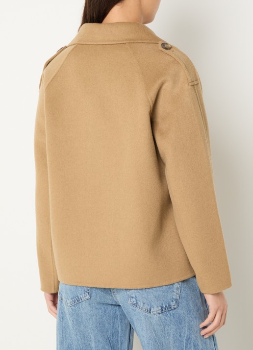 Benetton Double-breasted mantel met kraag - achterkant 3 camel