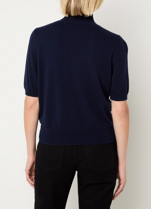 Benetton Fijngebreid T-shirt in kasjmierblend met ronde hals - achterkant donkerblauw