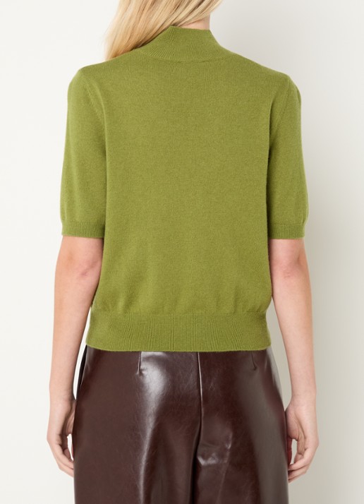 Benetton Fijngebreid T-shirt in kasjmierblend met ronde hals - achterkant 4 olijfgroen