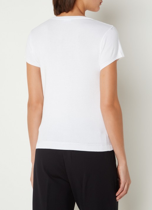 Benetton Fijngebreid T-shirt met ronde hals - achterkant 2 gebroken wit