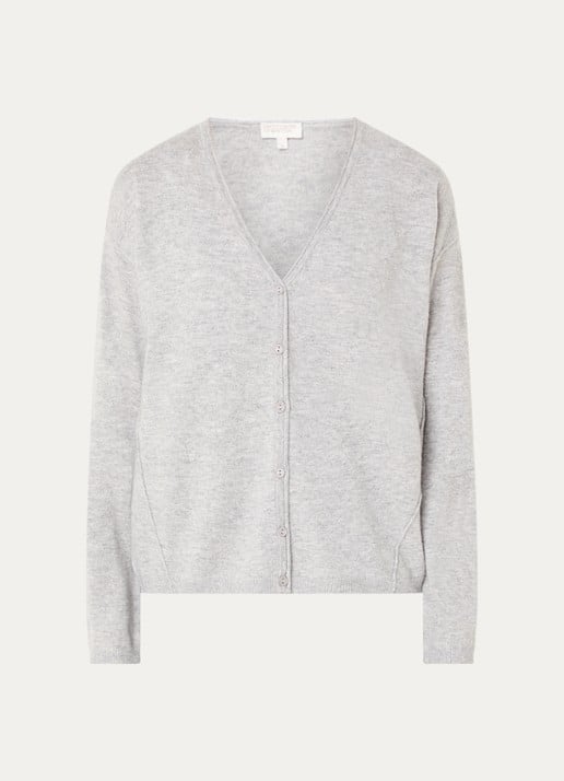 Benetton Fijngebreid vest in kasjmierblend met V-hals - voorkant 3 lichtgrijs