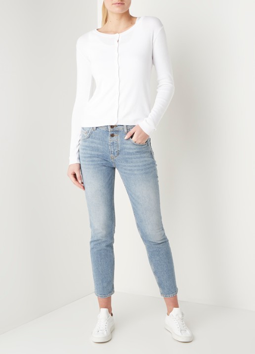 Benetton Fijngebreid vest met ronde hals - voorkant 5 gebroken wit