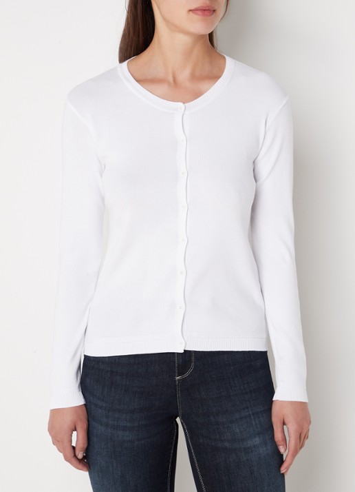 Benetton Fijngebreid vest met ronde hals - detail 9 gebroken wit
