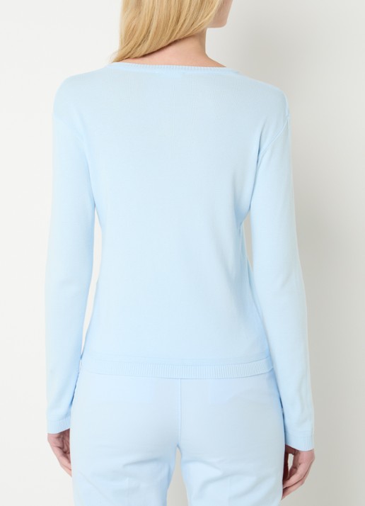 Benetton Fijngebreid vest met ronde hals - achterkant blauwgrijs