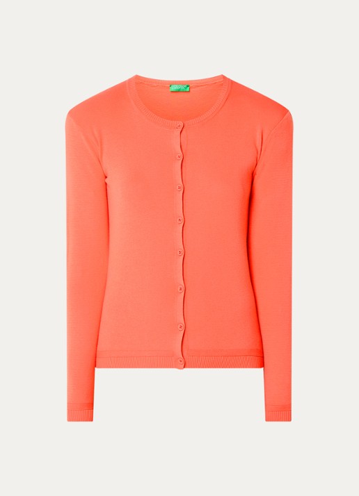 Benetton Fijngebreid vest met ronde hals - voorkant 2 oranje