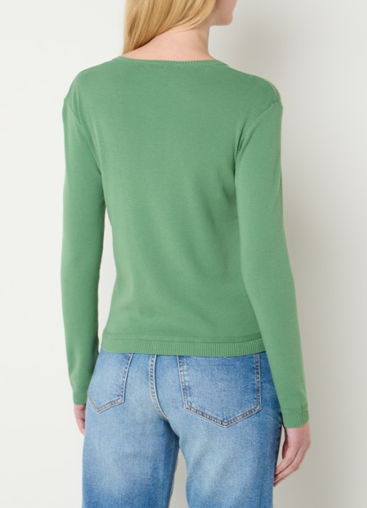 Benetton Fijngebreid vest met ronde hals - achterkant 2 olijfgroen