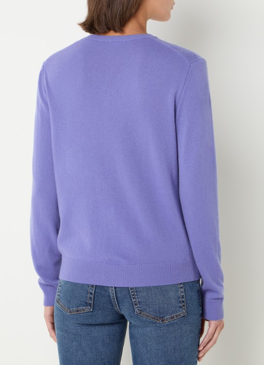 Benetton Fijngebreid vest van scheerwol met ronde hals - achterkant paars-36a / paars