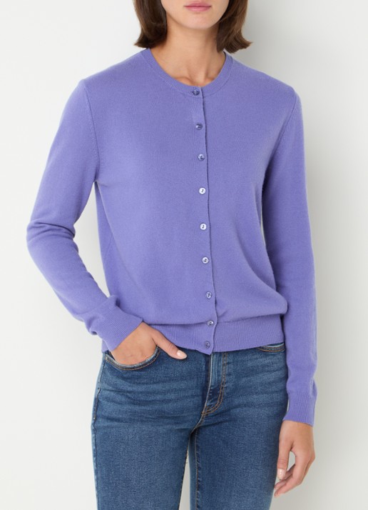 Benetton Fijngebreid vest van scheerwol met ronde hals - detail 4 paars-36a / paars