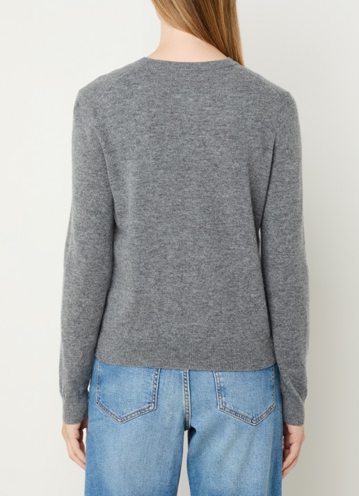 Benetton Fijngebreid vest van scheerwol met ronde hals - achterkant middengrijs-507