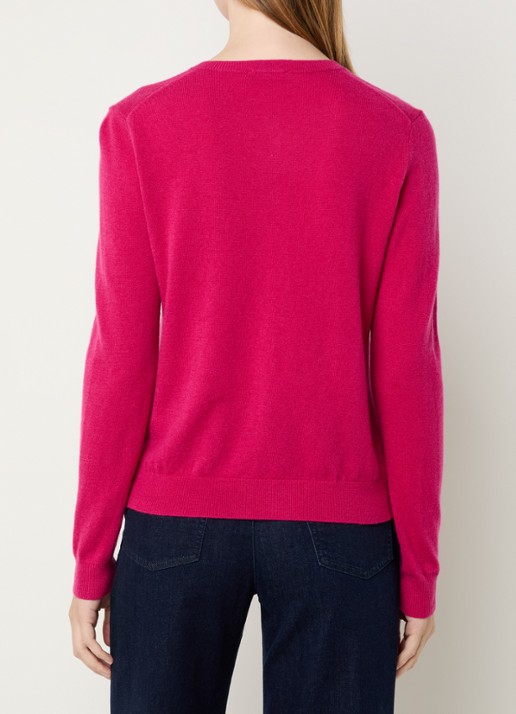 Benetton Fijngebreid vest van scheerwol met ronde hals - achterkant 4 fuchsia-2e8 / fuchsia