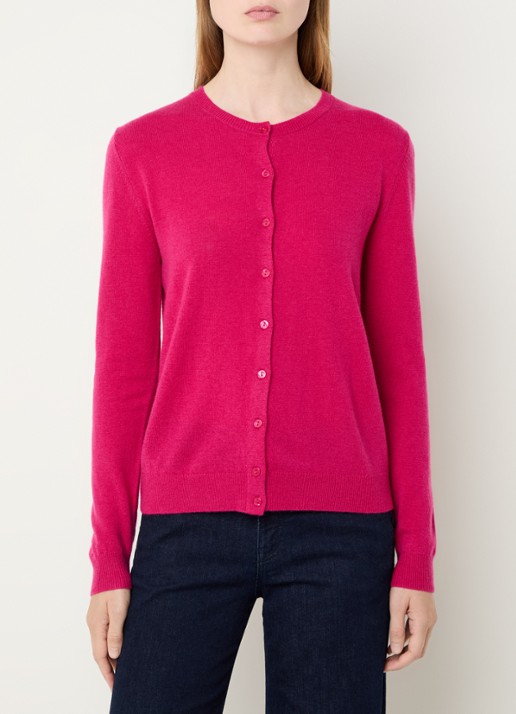 Benetton Fijngebreid vest van scheerwol met ronde hals - detail fuchsia-2e8 / fuchsia
