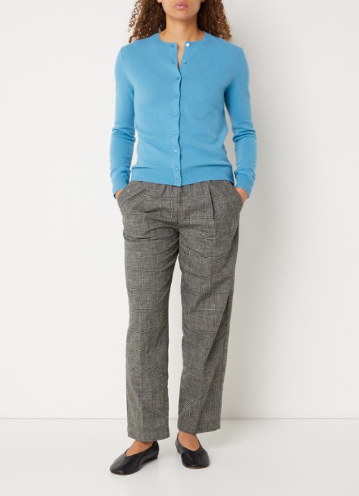 Benetton Fijngebreid vest van scheerwol met ronde hals - voorkant 4 zeeblauw-23j / blauw