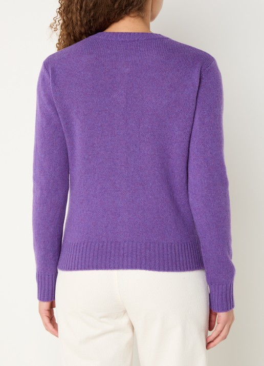 Benetton Fijngebreid vest van wol met ronde hals - achterkant violet
