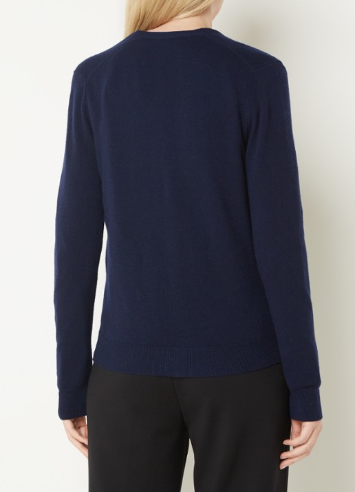 Benetton Fijngebreid vest van wol met stretch - achterkant 4 donkerblauw