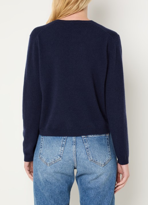 Benetton Fijngebreid vest van wol - achterkant blauw