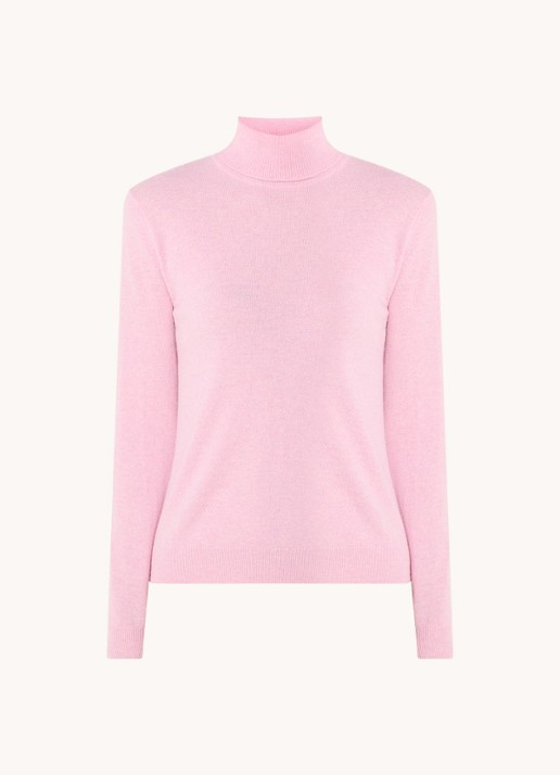 Benetton Fijngebreide coltrui van merino wol - voorkant 2 roségoud