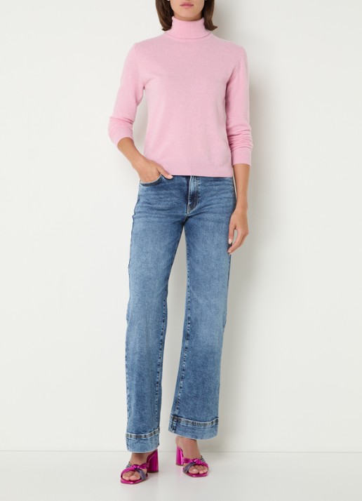 Benetton Fijngebreide coltrui van merino wol - voorkant 3 roségoud