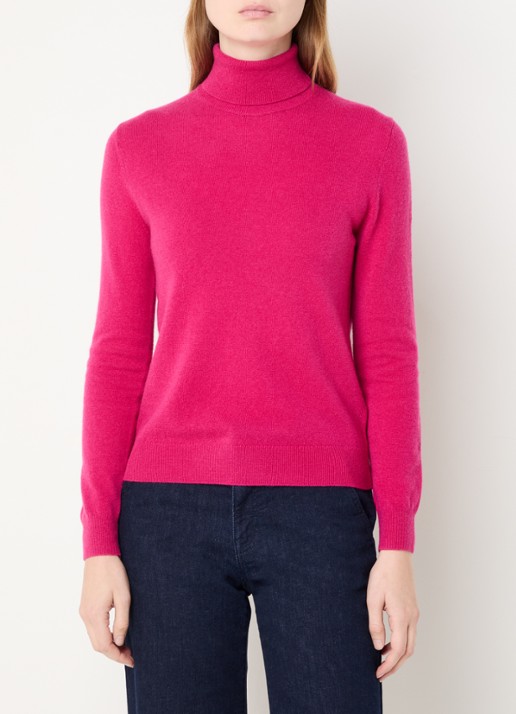 Benetton Fijngebreide coltrui van merino wol - detail 3 fuchsia