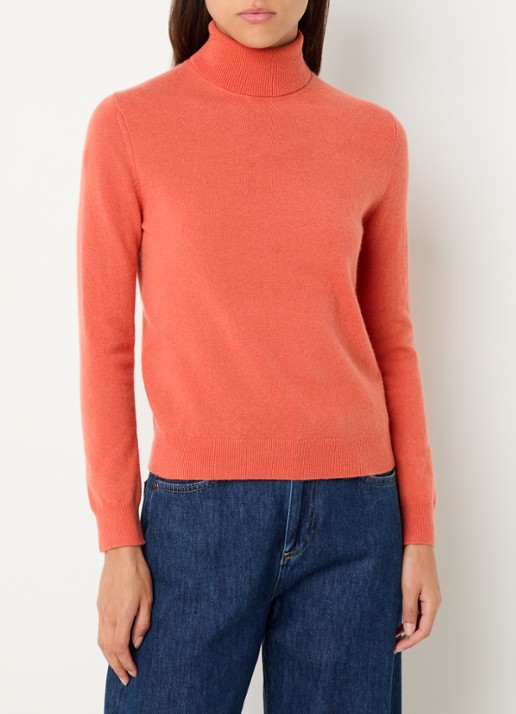 Benetton Fijngebreide coltrui van merino wol - detail 4 oranje