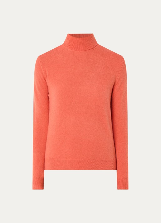Benetton Fijngebreide coltrui van merino wol - voorkant 2 oranje
