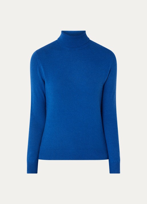 Benetton Fijngebreide coltrui van merino wol - voorkant 2 korenblauw