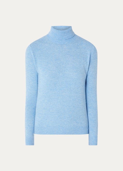 Benetton Fijngebreide coltrui van merino wol - voorkant 3 blauwgrijs