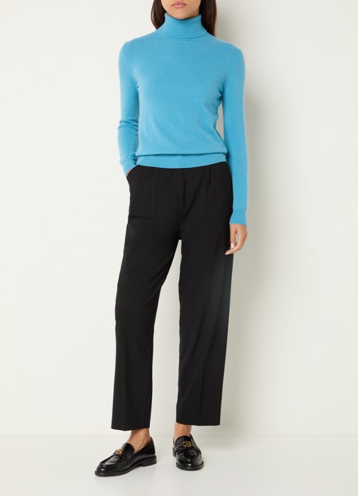 Benetton Fijngebreide coltrui van merino wol - voorkant 3 turquoise