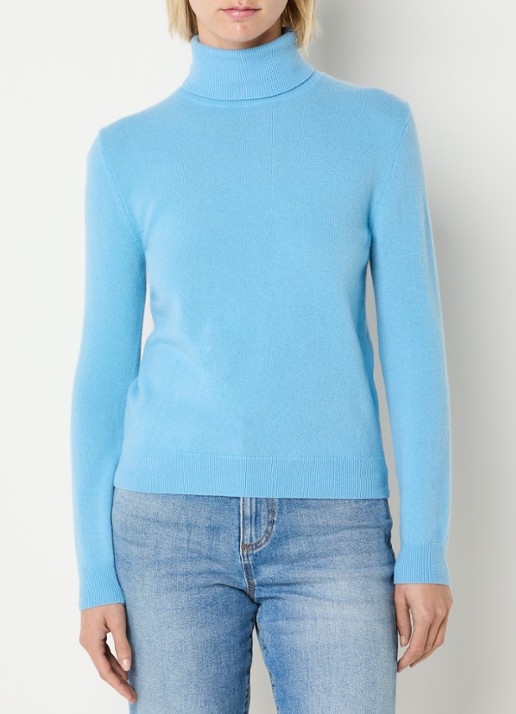 Benetton Fijngebreide coltrui van merino wol - detail 9 lichtblauw