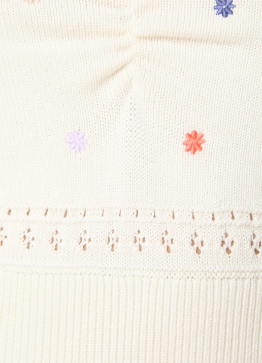 Benetton Fijngebreide cropped tanktop met bloemborduring - detail 5 creme