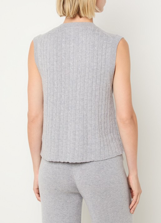 Benetton Fijngebreide gilet in kasjmierblend met borstzak - achterkant lichtgrijs