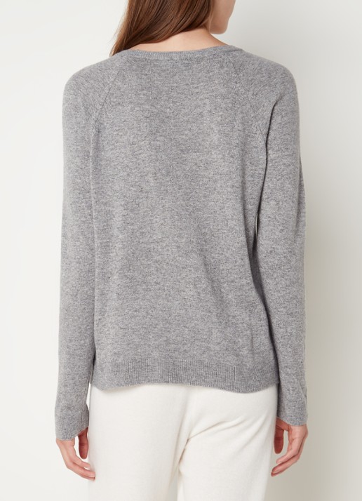 Benetton Fijngebreide pullover in kasjmierblend met ronde hals  - achterkant lichtgrijs