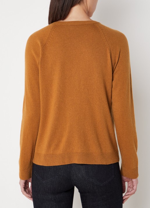 Benetton Fijngebreide pullover in kasjmierblend met ronde hals  - achterkant camel
