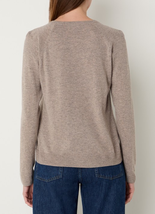 Benetton Fijngebreide pullover in kasjmierblend met ronde hals  - achterkant 4 taupe