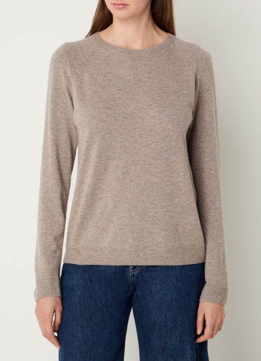 Benetton Fijngebreide pullover in kasjmierblend met ronde hals  - detail 3 taupe