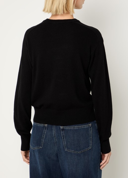 Benetton Fijngebreide pullover in kasjmierblend met ronde hals - achterkant zwart