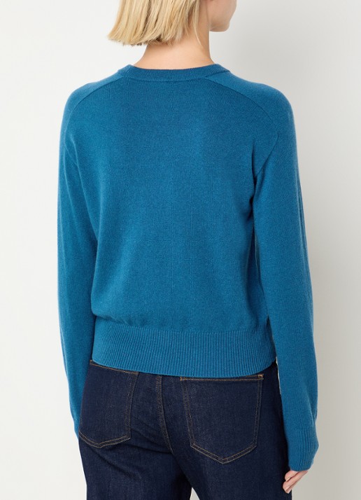 Benetton Fijngebreide pullover in kasjmierblend met ronde hals - achterkant blauw