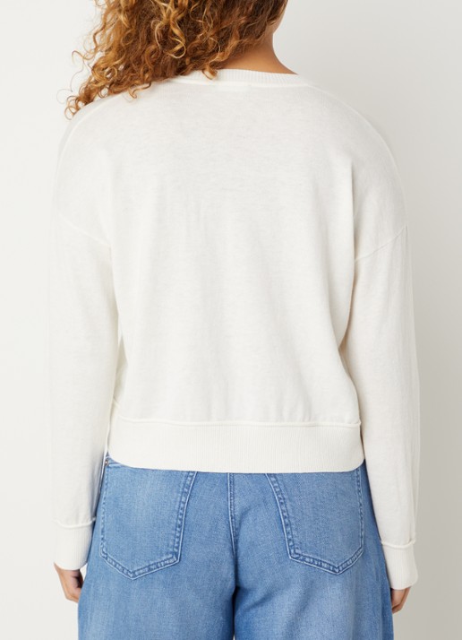 Benetton Fijngebreide pullover in wolblend met V-hals - achterkant 3 creme