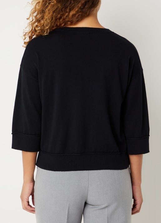 Benetton Fijngebreide pullover in wolblend - achterkant 4 zwart