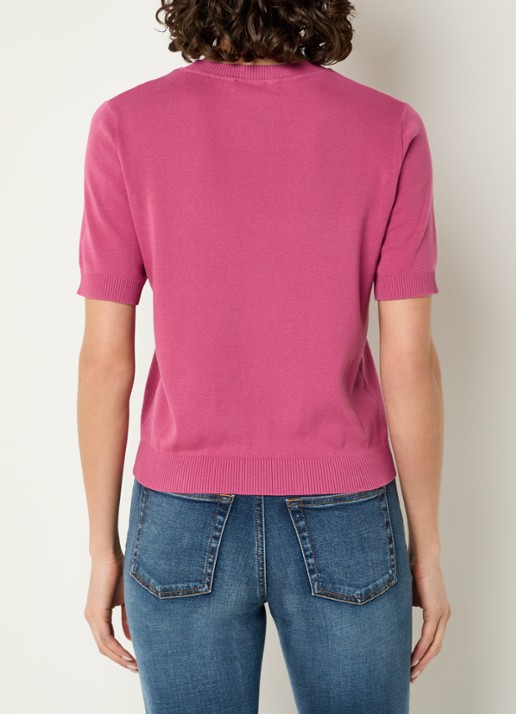 Benetton Fijngebreide pullover met ronde hals  - achterkant 2 donkerroze